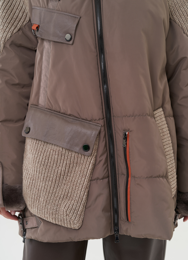 Женский пуховик серого цвета модель № 25290 универмаг малина