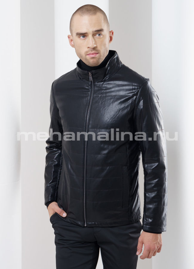 Куртка из эко кожи модель № KP-155 меха малина