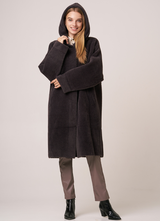 Пальто прямое с капюшоном модель № 9833 в кредит