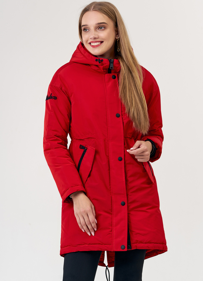 Женская парка в красном цвете модель № 21241 универмаг малина