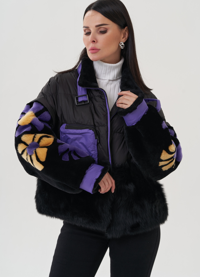 Женская куртка с цветочным декором модель № 25483 в рассрочку