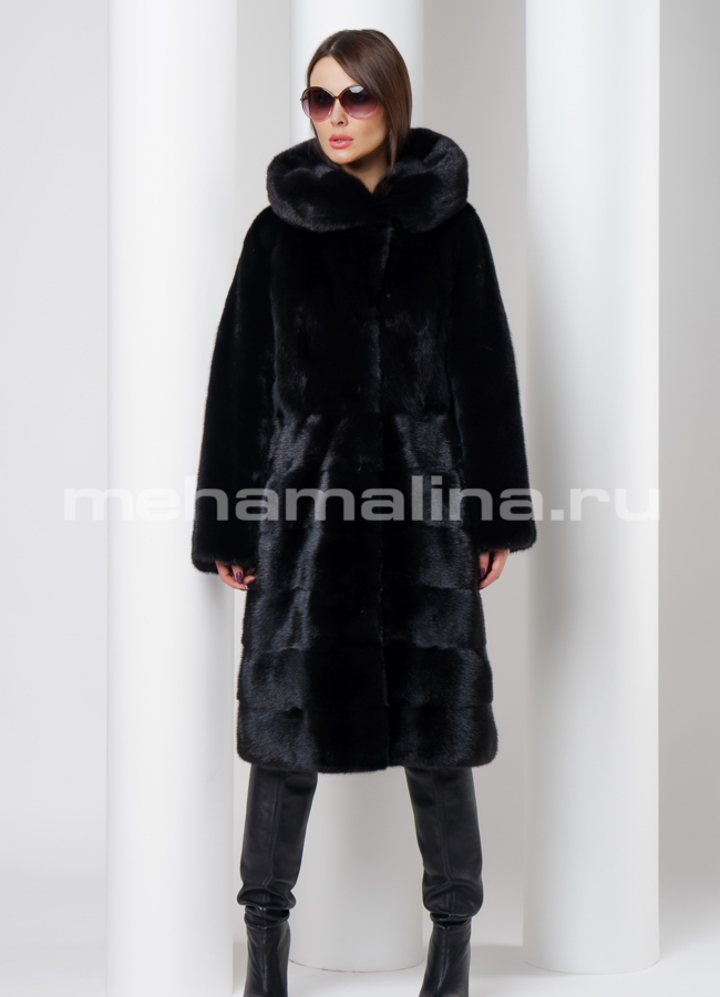 Шуба из скандинавской норки в черном цвете модель № S-522 универмаг малина