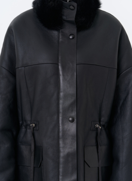 Женская натуральная дубленка с воротником стойкой