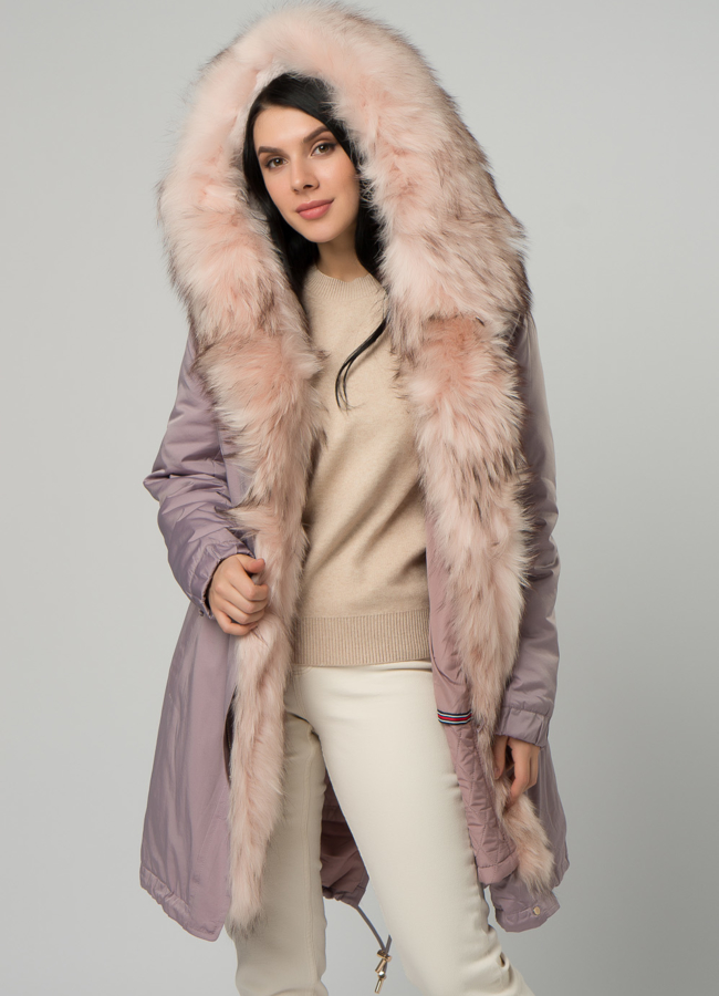Парка с мехом из енота модель № 73392 универмаг малина