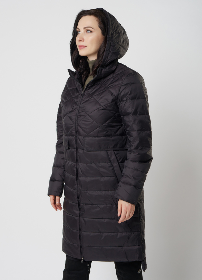 Женское демисезонное пальто черного цвета модель № 20598 универмаг малина