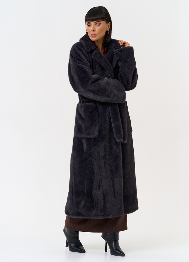 Женское пальто из эко меха с поясом модель № 31500 в кредит Женское пальто из эко меха с поясом модель № 31500 в кредит