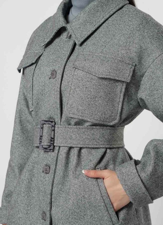 Женское пальто-рубашка серого цвета модель № 20762 универмаг малина