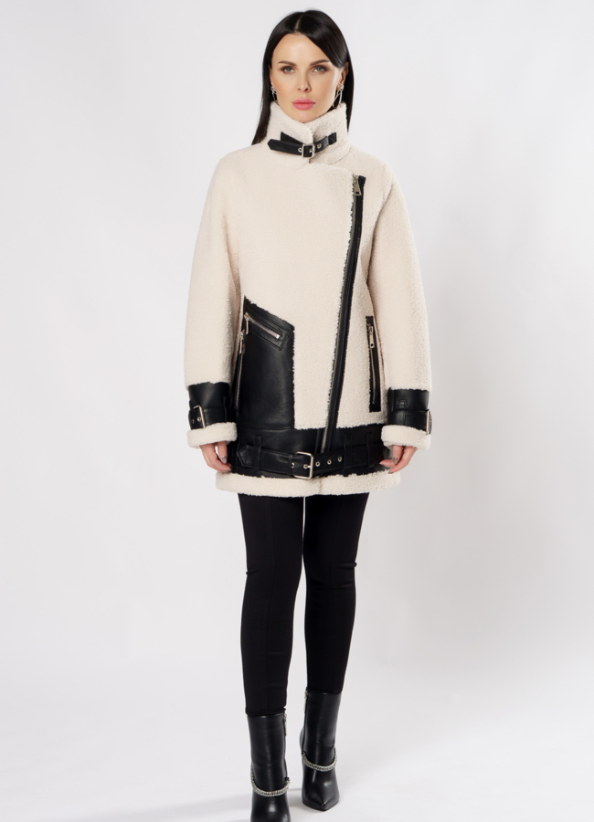 Дубленка пилот из эко кожи модель № 18994 в рассрочку