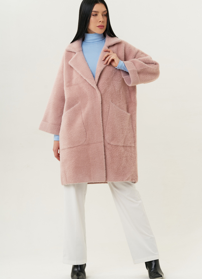 фото Женский кардиган с английским воротником в пудровом цвете модель № 1829