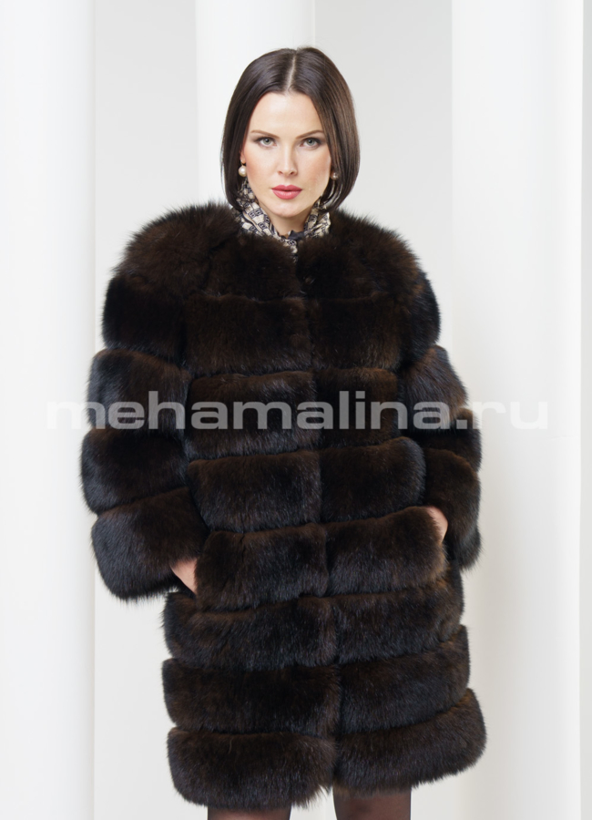 Шуба из песца модель № S-320 меха малина