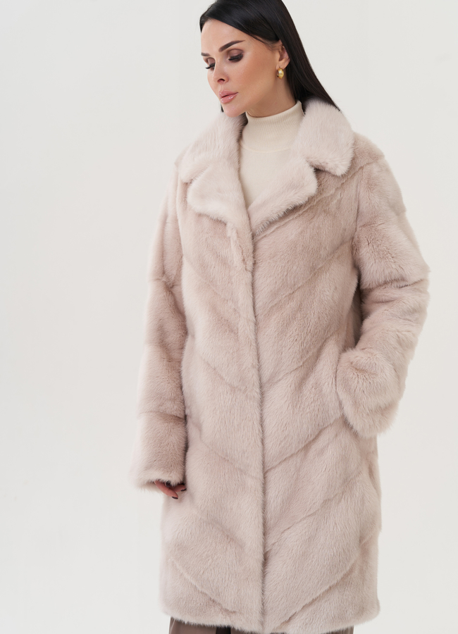 Шуба из норки с английским воротником  модель № 26019 в кредит