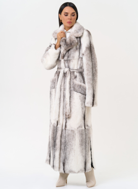 Длинная шуба из норки крестовки cross