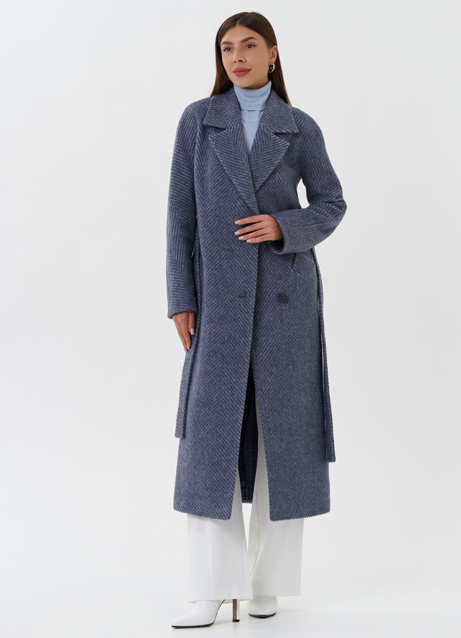 Длинное пальто с английским воротником модель № 27670 в рассрочку