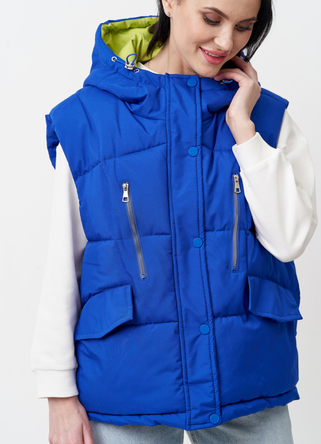 Женский жилет с капюшоном  модель № 24491 универмаг малина