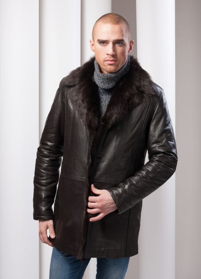 Дубленка модель № DM-26 меха малина