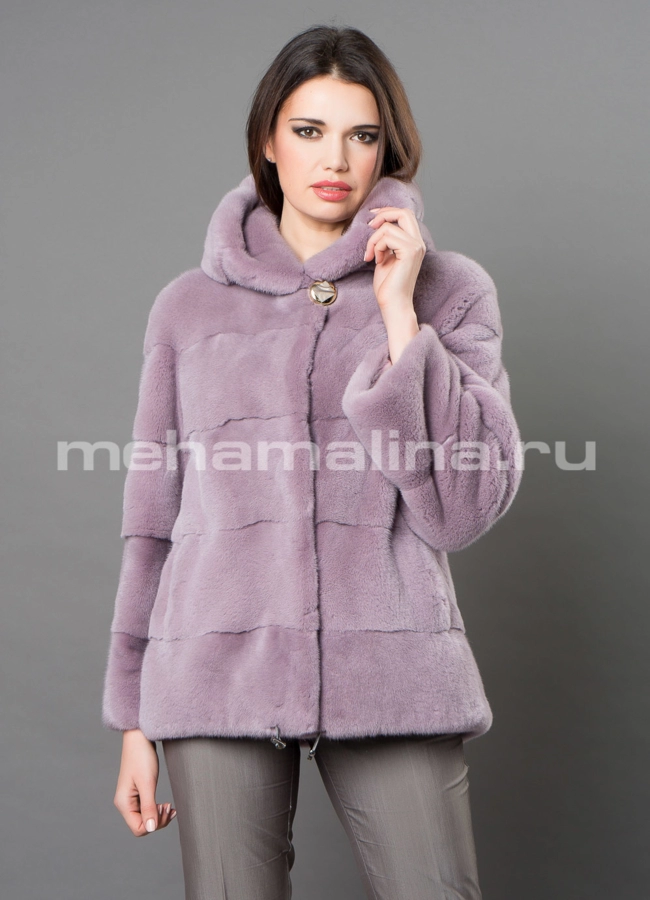 Норковая шуба  модель № S-671 меха малина