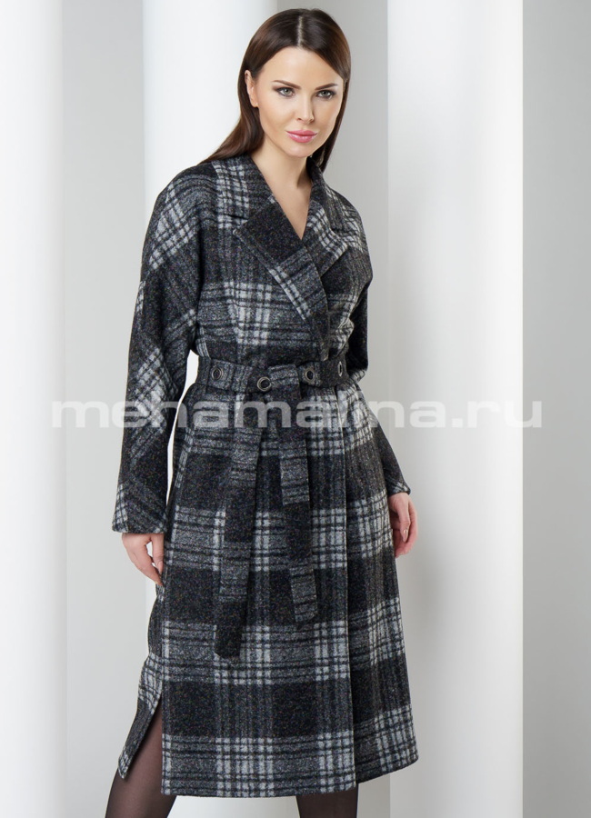 Пальто в клетку  модель № BP-146 универмаг малина