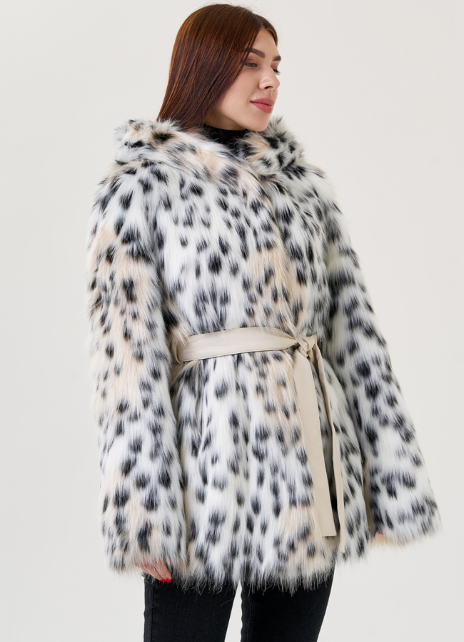 Женское полупальто из искусственной рыси  модель № 23618 универмаг малина