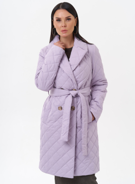 Женское стеганое полупальто с поясом
