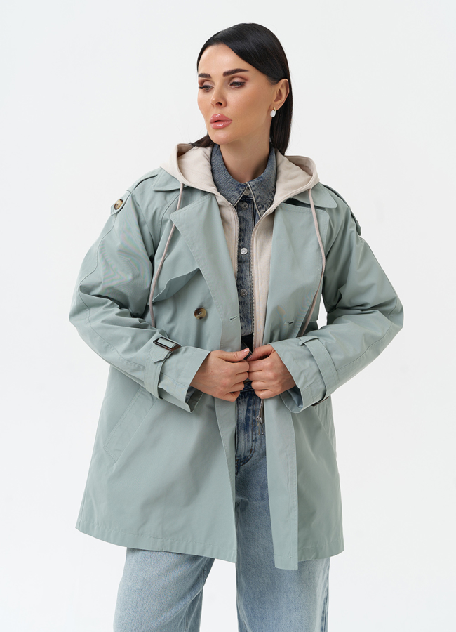 Ветровка женская со съемным капюшоном модель № 30270 меха малина