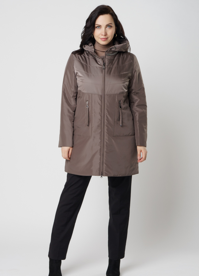 фото Полупальто женское серого цвета модель № 20680