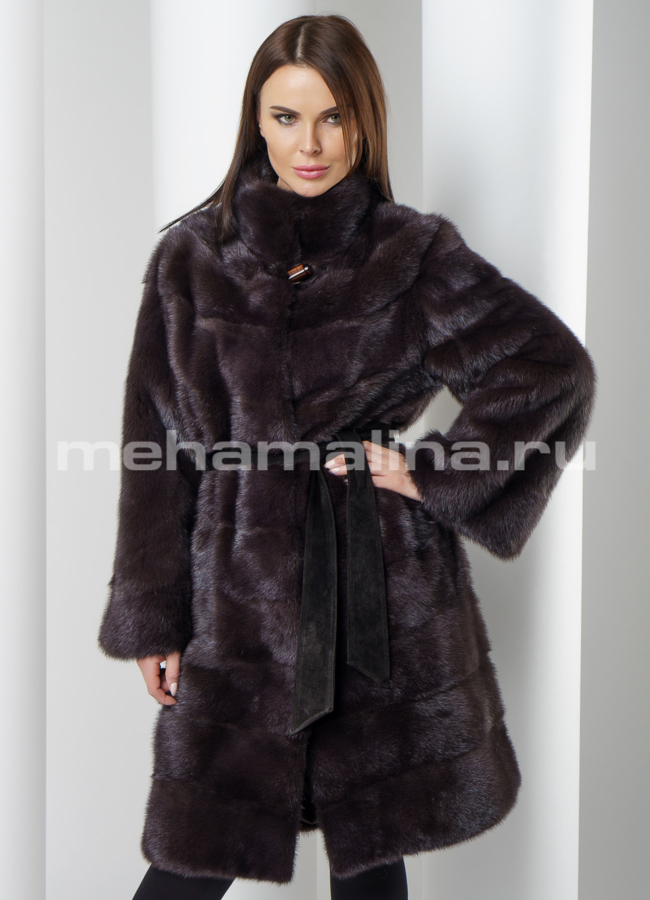 фото Норковая шуба цвет шоколад модель № S-560