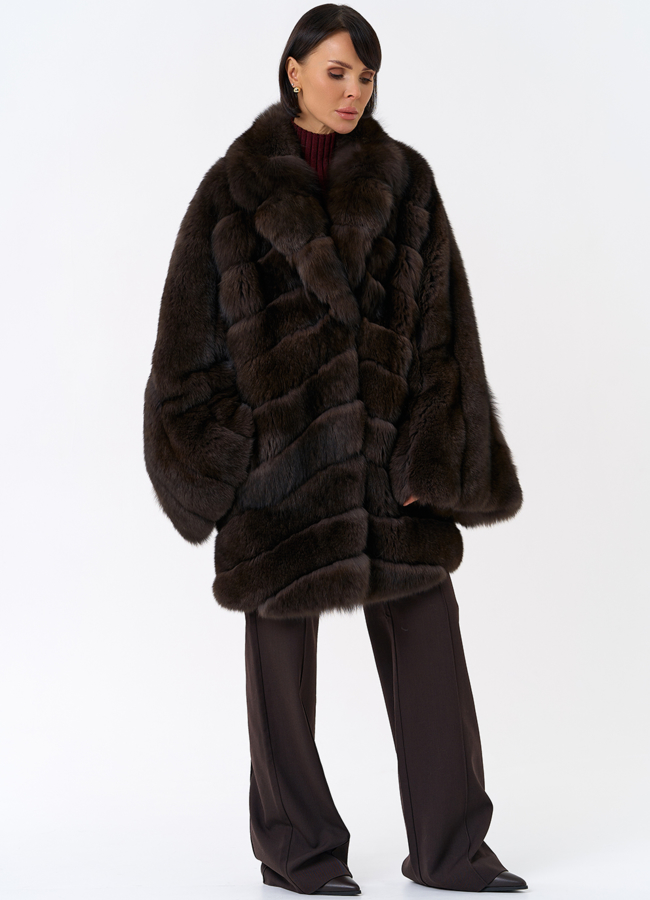 Шуба кимоно из песца модель № 32015 универмаг малина