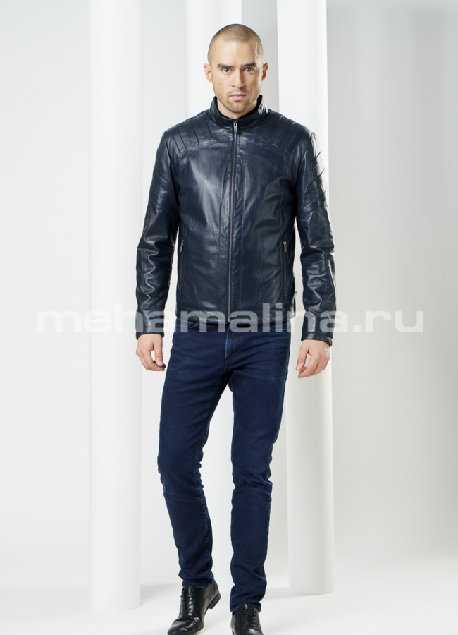 фото Кожаная куртка с декоративным оформлением модель № KP-90