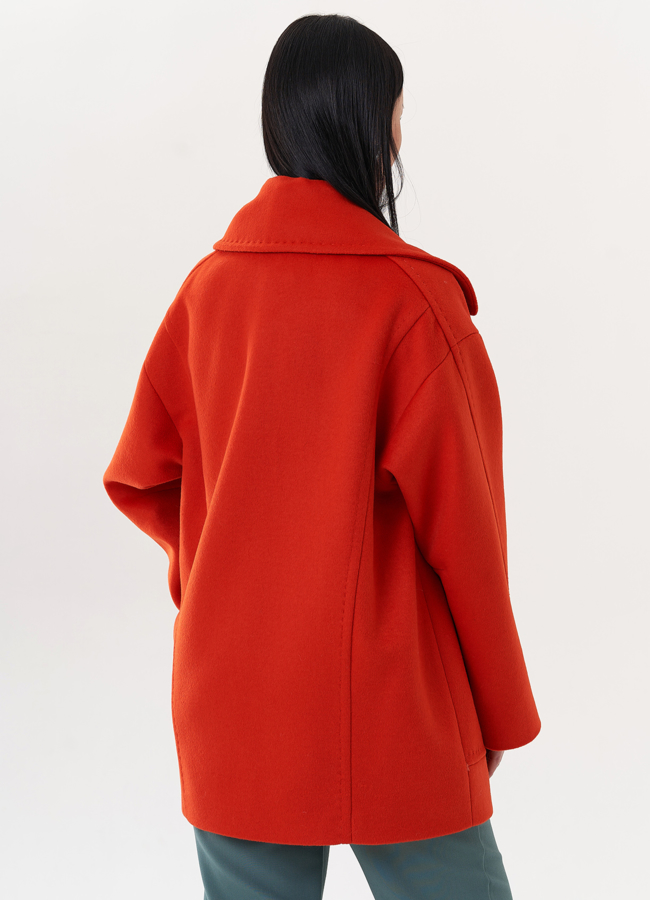 фото Женское полупальто в оранжевом цвете модель № 26240