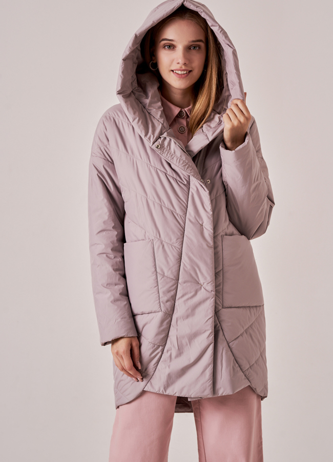 Утепленная куртка розового цвета модель №  в рассрочку
