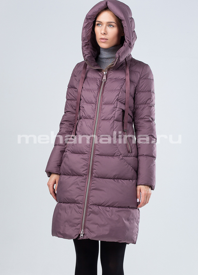 Пуховик женский  модель № П-269 меха малина