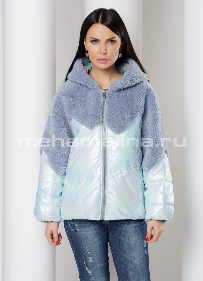 Укороченный пуховик с отделкой из шерсти модель № 2390 универмаг малина