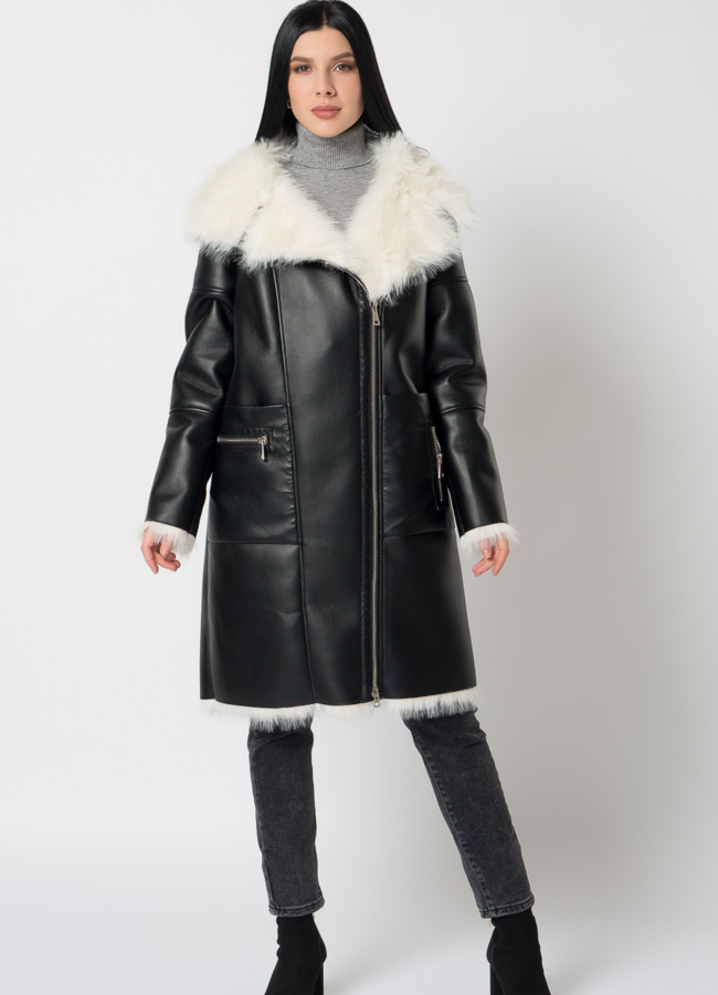 фото Дубленка из эко меха под тоскану  модель № 2187