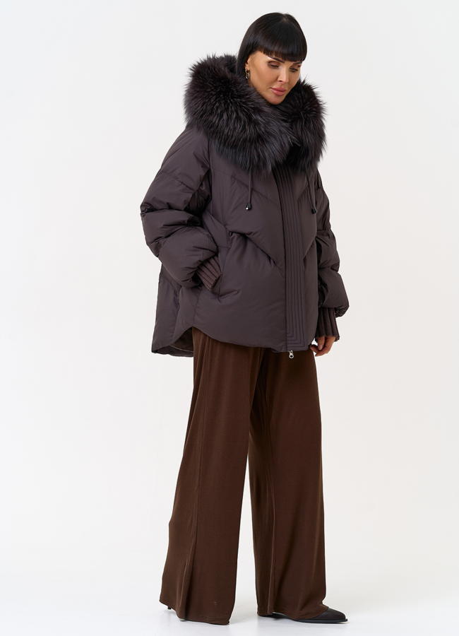 Женский пуховик с капюшоном из меха чернобурки модель № 31536 универмаг малина Женский пуховик с капюшоном из меха чернобурки модель № 31536 универмаг малина