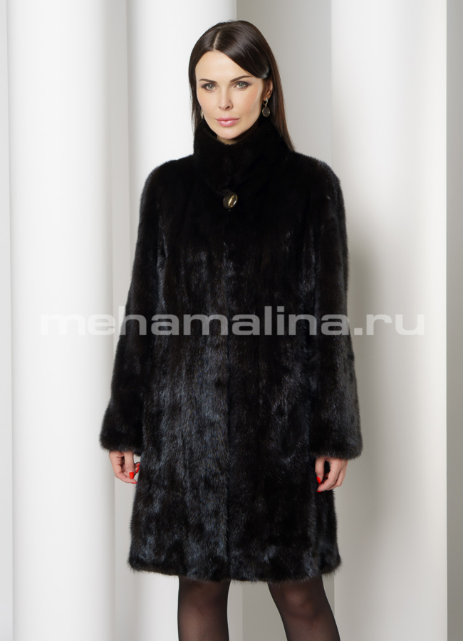 фото Норковая шуба с воротником стойка модель № S-739