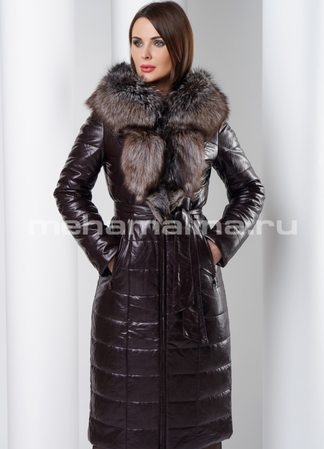 Пуховик модель № 8160 меха малина