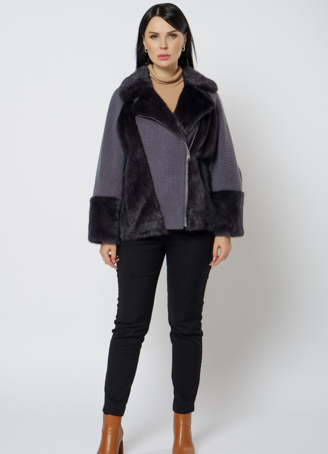 фото Укороченное пальто с мехом модель № 1903