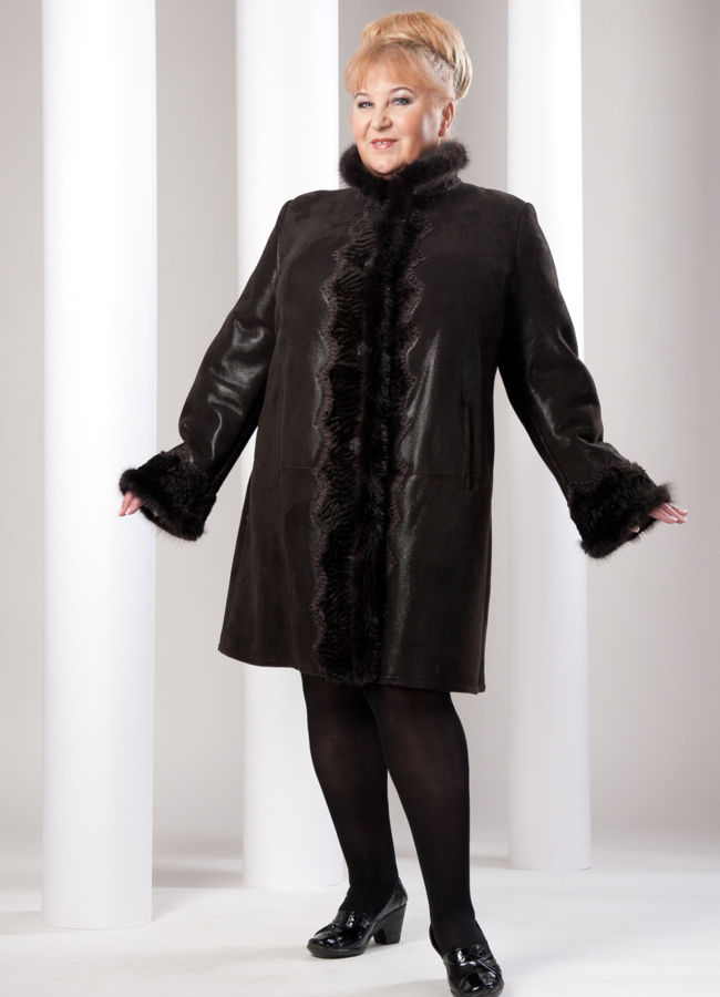 Дубленка модель № D-25 меха малина