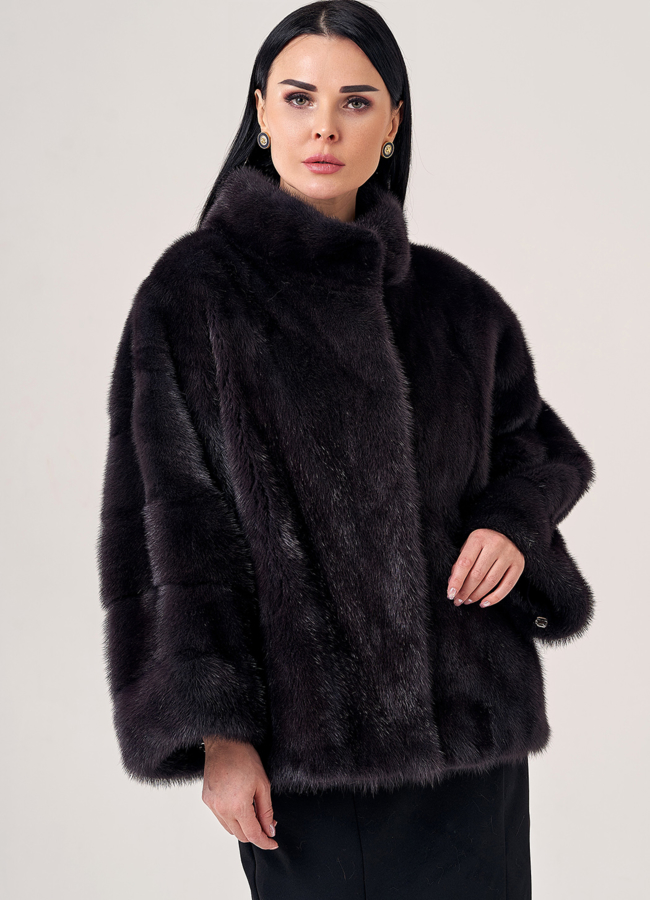 Короткая норковая шуба  модель № 23103 меха малина