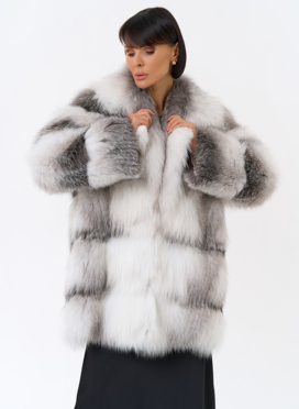 Шуба из белой лисы