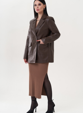 Пиджак коричневого цвета из эко кожи