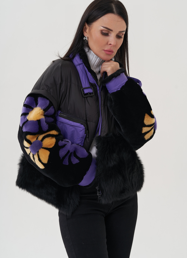 Женская куртка с цветочным декором модель № 25483 универмаг малина