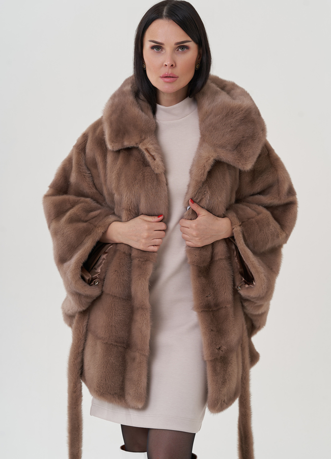 Женская норковая шуба с капюшоном  модель № 25701 в кредит