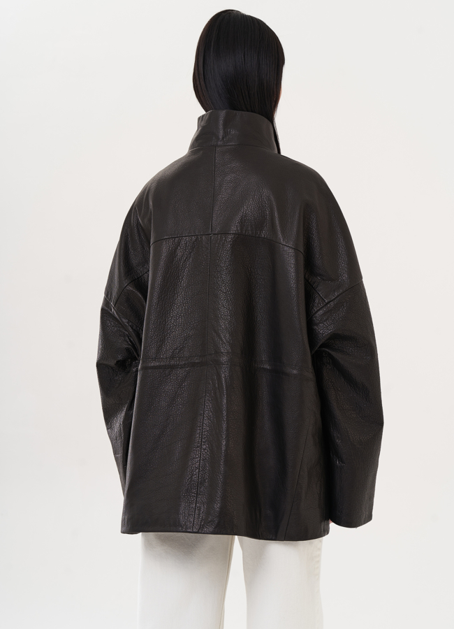 Куртка оверсайз из натуральной кожи модель № 27138 универмаг малина