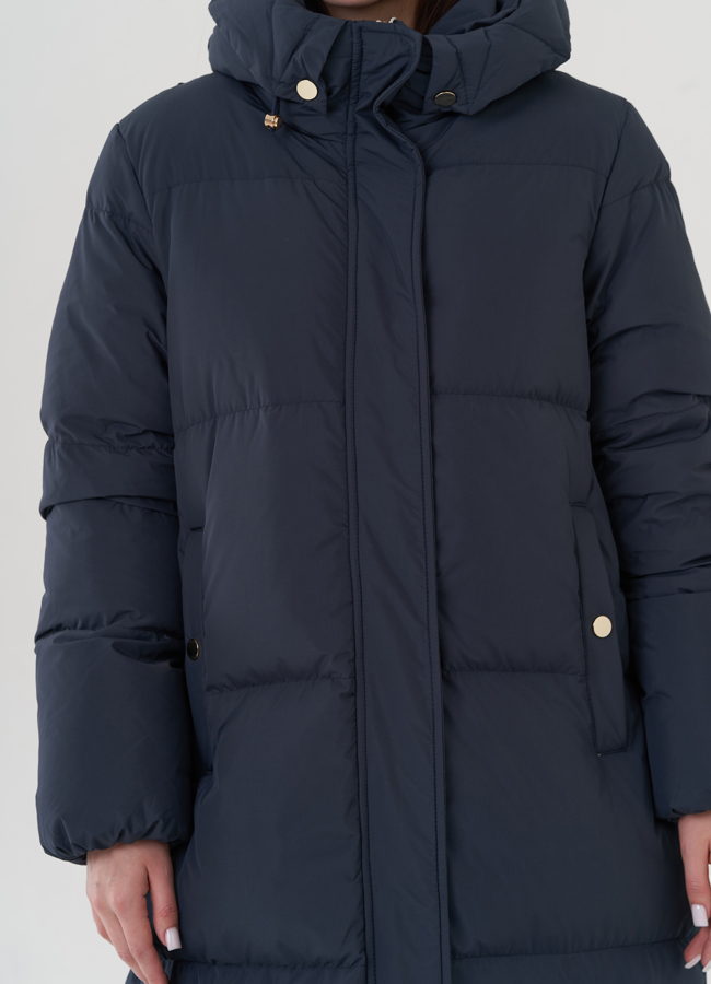 Женский пуховик с капюшоном  модель № 25086 универмаг малина