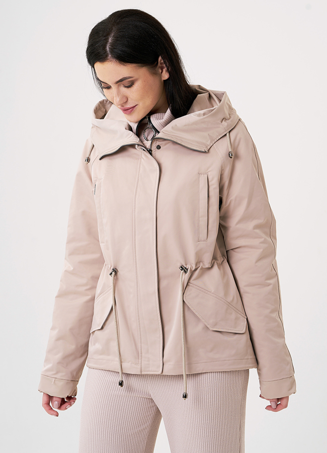 Укороченная парка с меховой отделкой из чернобурки модель № 19094 в кредит