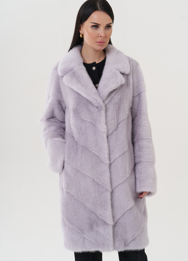 Шуба из норки с английским воротником  модель № 26020 универмаг малина