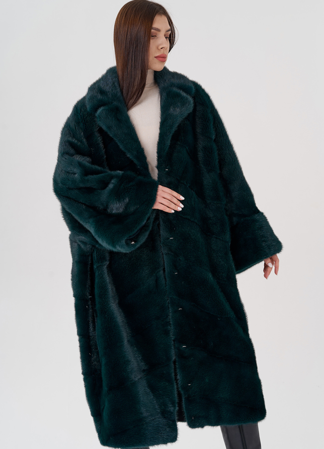 Шуба из норки с английским воротником  модель № 24222 универмаг малина