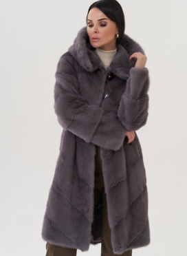 Шуба из норки с капюшоном 