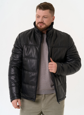 Куртка из натуральной кожи черного цвета